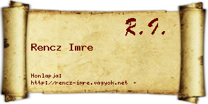 Rencz Imre névjegykártya